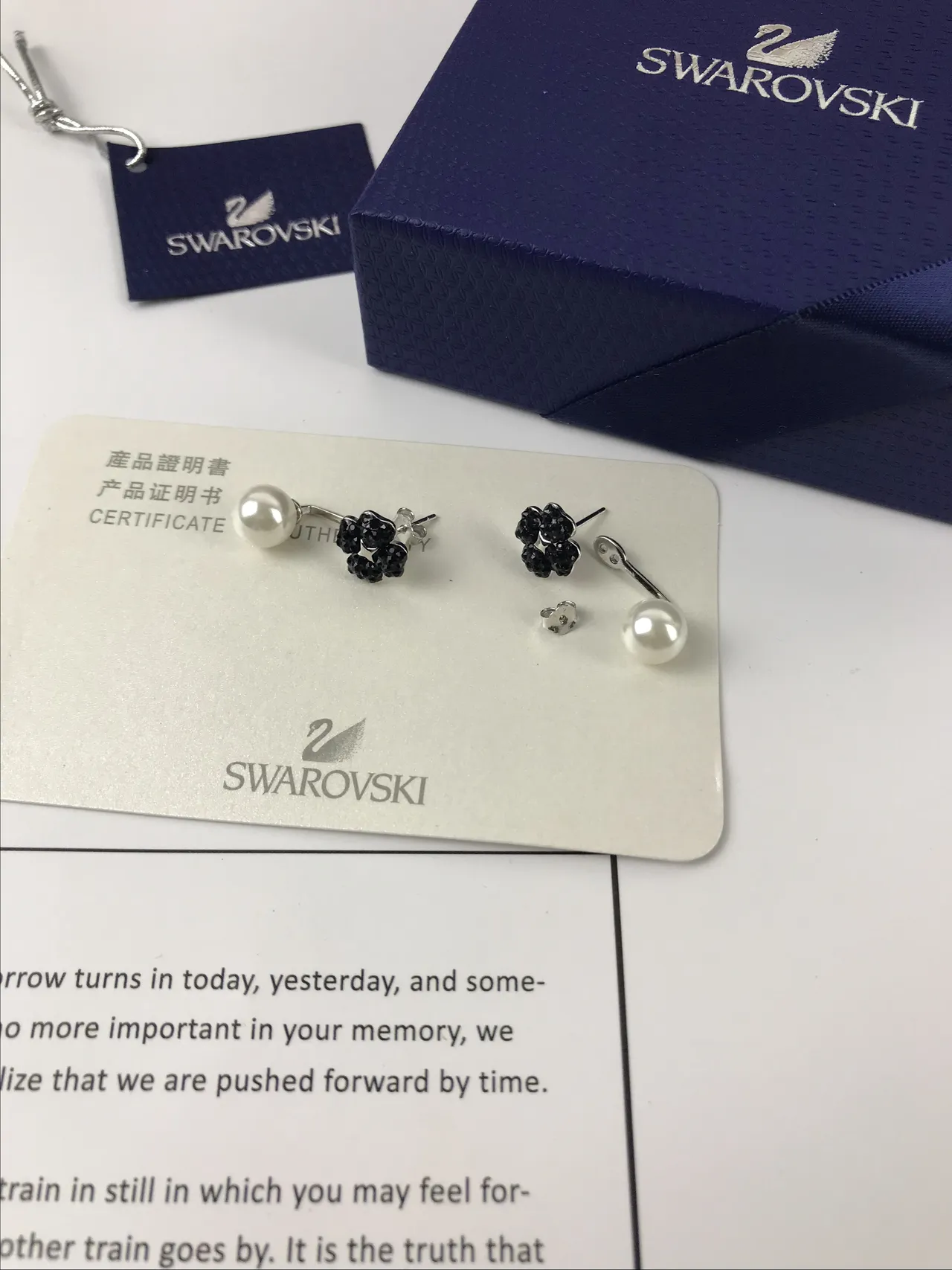 Swarovski Perles et Cristaux Noirs Boucles d'oreilles Cluster Stud 5