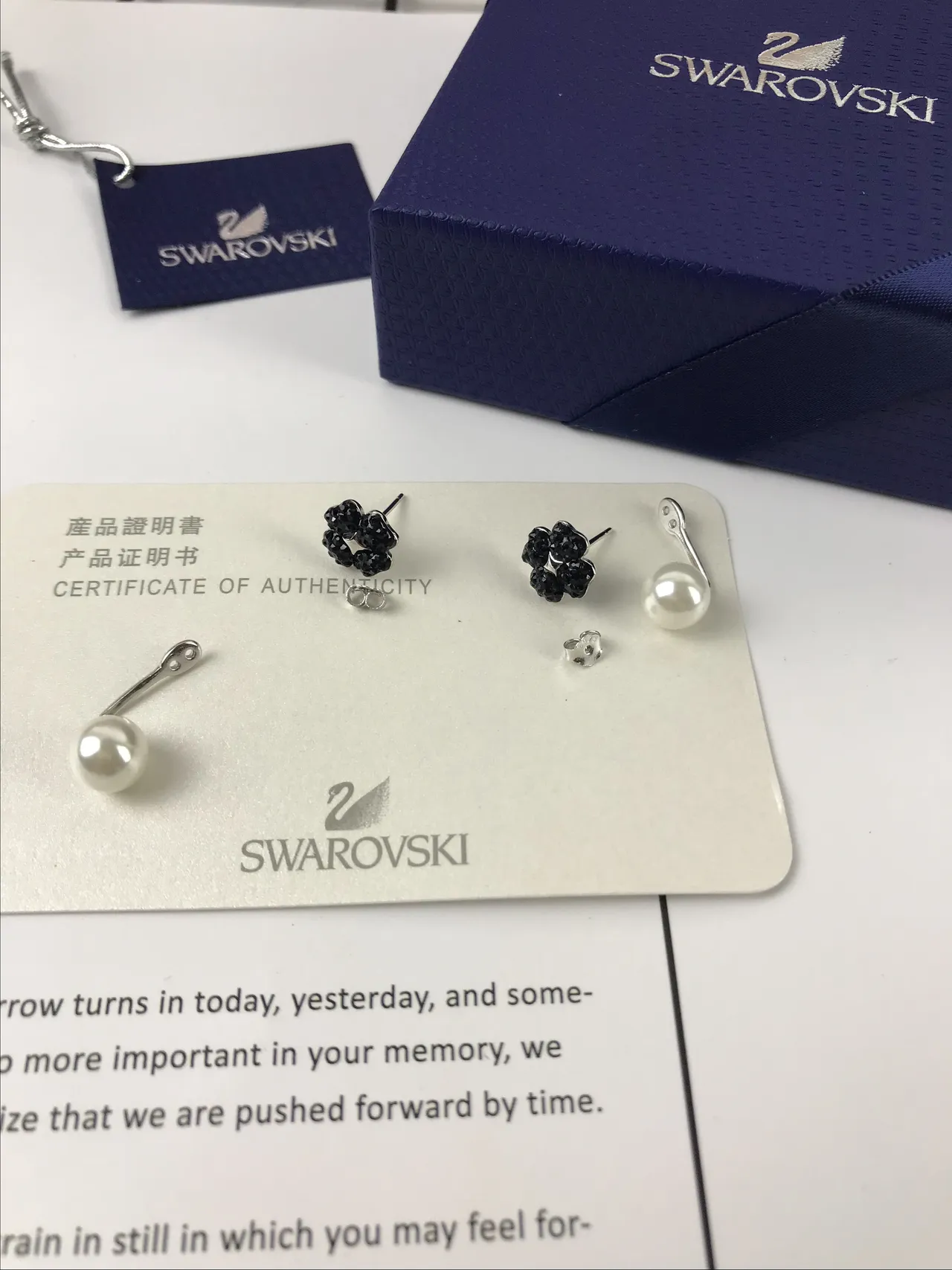 Swarovski Perles et Cristaux Noirs Boucles d'oreilles Cluster Stud 6