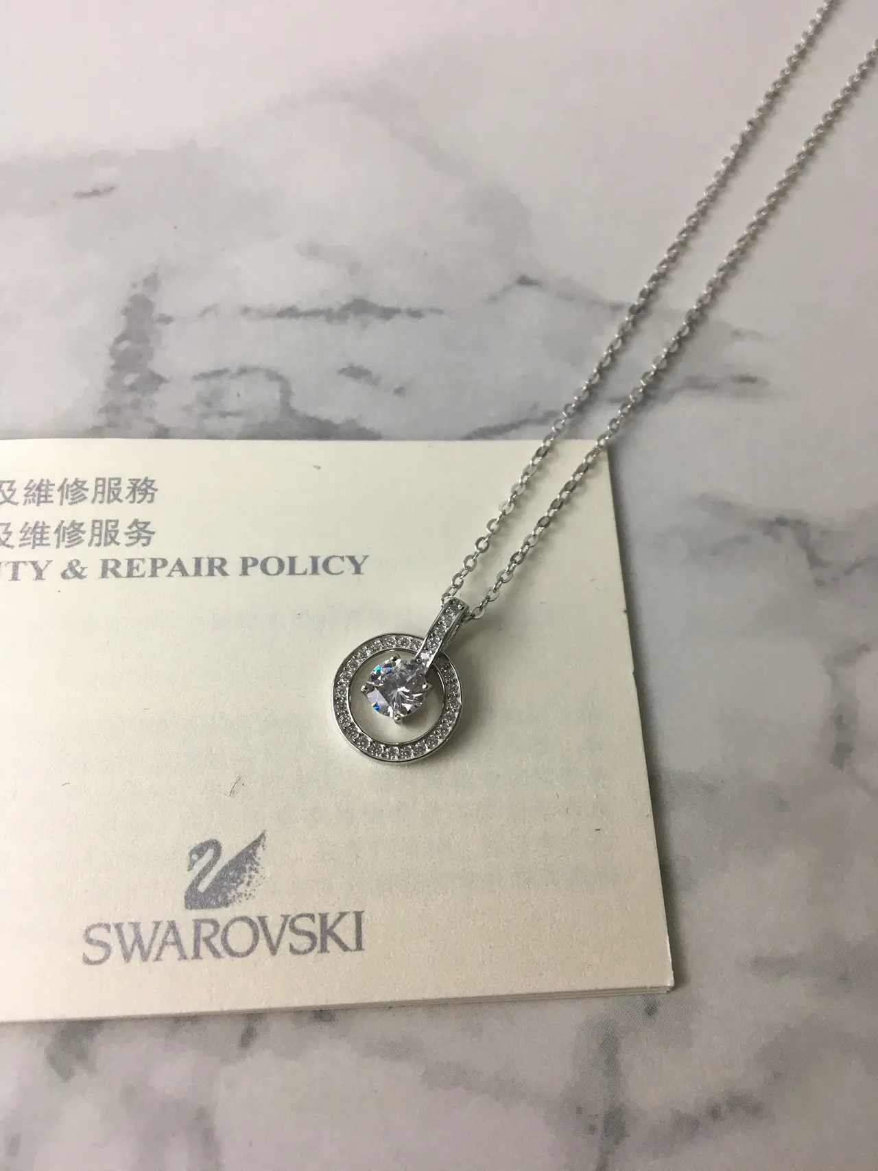 Swarovski Chaîne Bleu Argent Rond Cristal Pendentif Collier 4