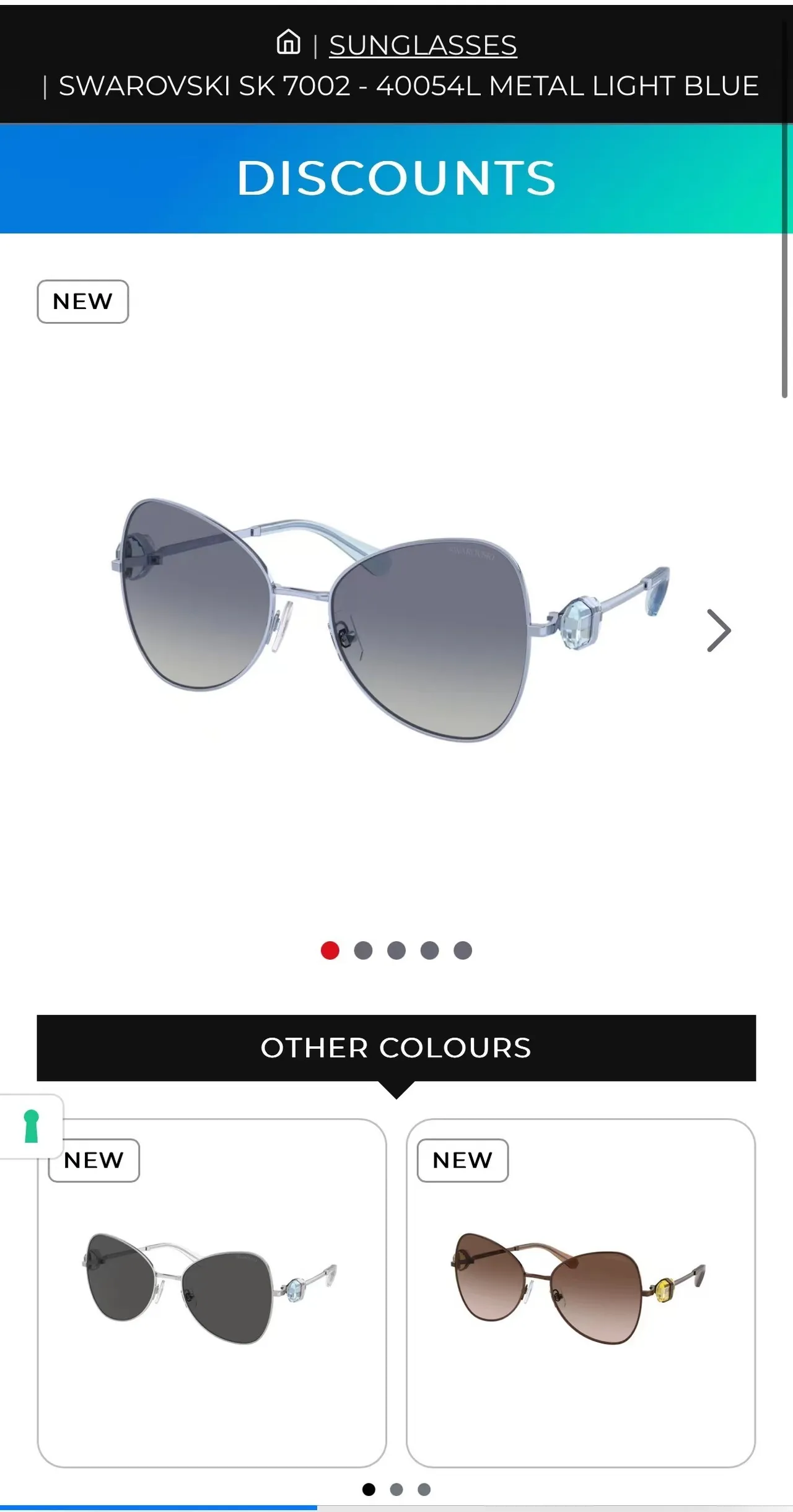 Swarovski Lunettes de Soleil Gris Argent Yeux de Chat Aviateur Cadre Métal Hybride 2