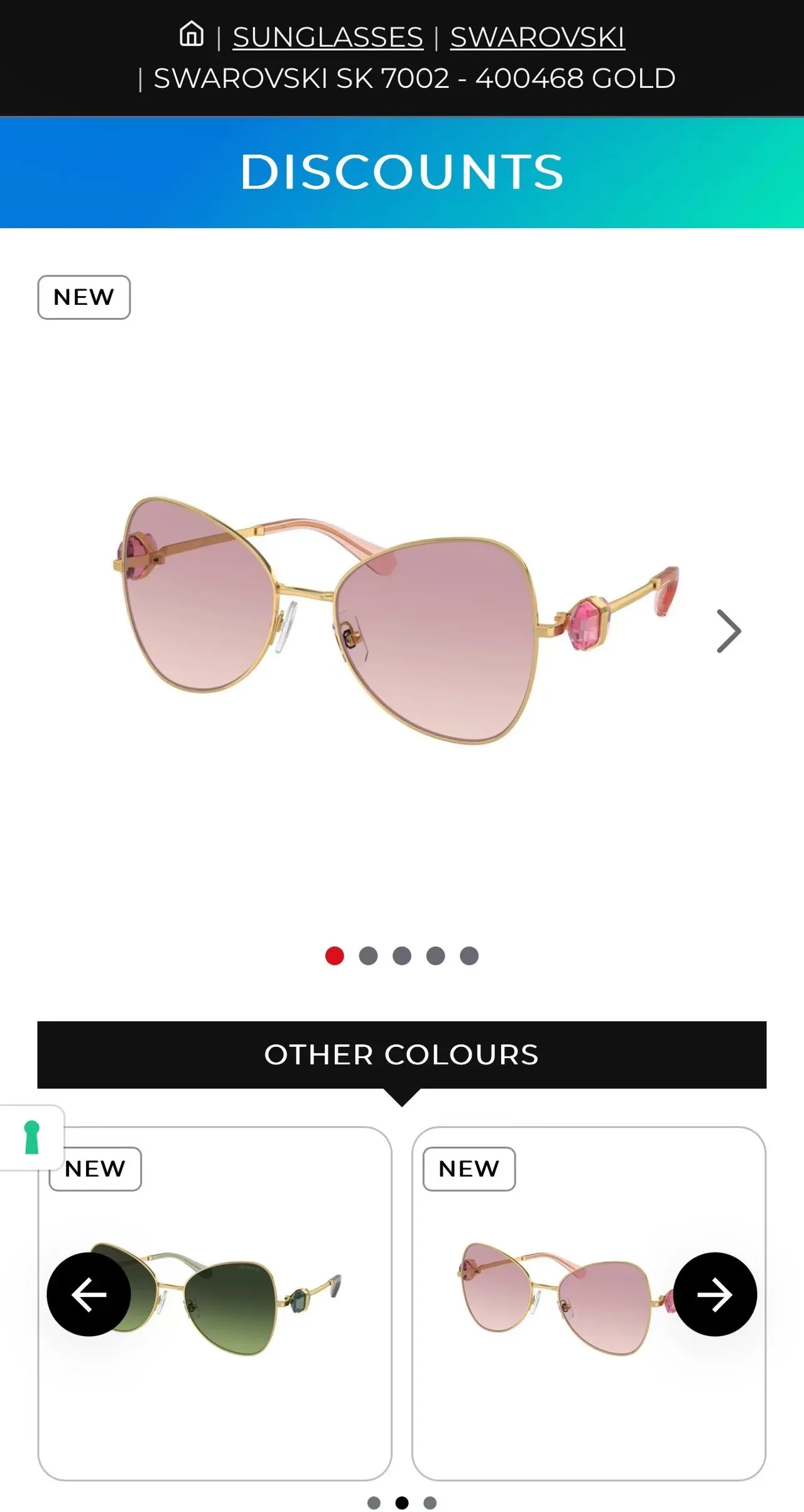 Swarovski Lunettes de Soleil Gris Argent Yeux de Chat Aviateur Cadre Métal Hybride 3
