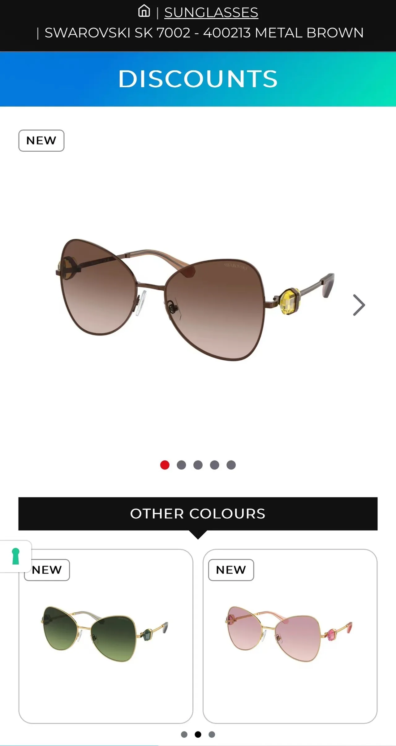 Swarovski Lunettes de Soleil Gris Argent Yeux de Chat Aviateur Cadre Métal Hybride 5