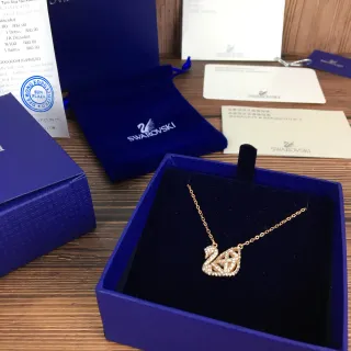Swarovski Swan Pavé Crystal Rose-Gold Tone Necklace