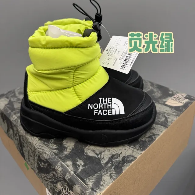 The North Face Green Black Puffy Insulated Drawstring Cuff Snow Boots 10