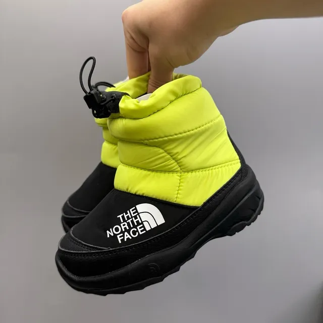 The North Face Green Black Puffy Insulated Drawstring Cuff Snow Boots 23