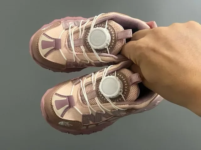 The North Face Pink Beige Chunky Sole Layered Mesh-Synthetic Upper Lifestyle Sneakers 11