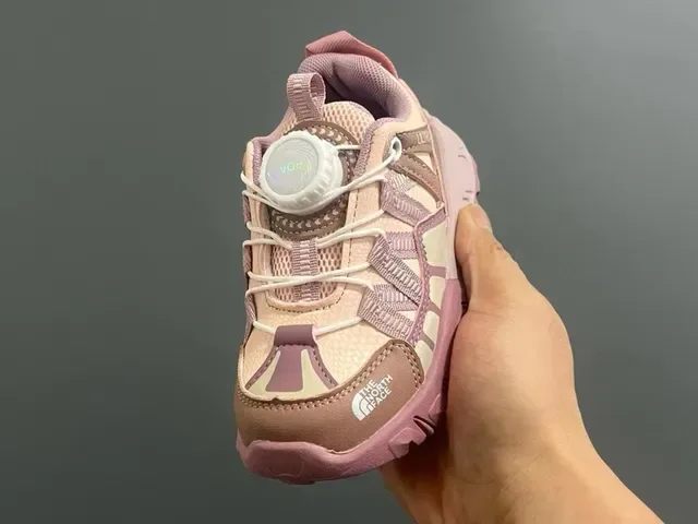The North Face Pink Beige Chunky Sole Layered Mesh-Synthetic Upper Lifestyle Sneakers 12