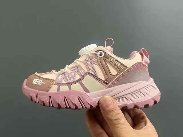 The North Face Pink Beige Chunky Sole Layered Mesh-Synthetic Upper Lifestyle Sneakers 14
