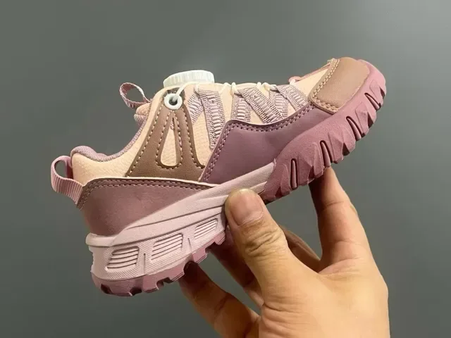The North Face Pink Beige Chunky Sole Layered Mesh-Synthetic Upper Lifestyle Sneakers 15