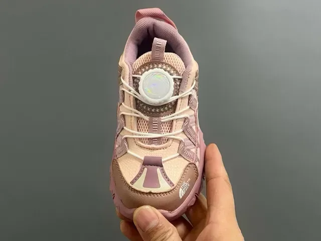 The North Face Pink Beige Chunky Sole Layered Mesh-Synthetic Upper Lifestyle Sneakers 16