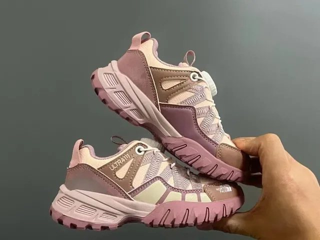 The North Face Pink Beige Chunky Sole Layered Mesh-Synthetic Upper Lifestyle Sneakers 18