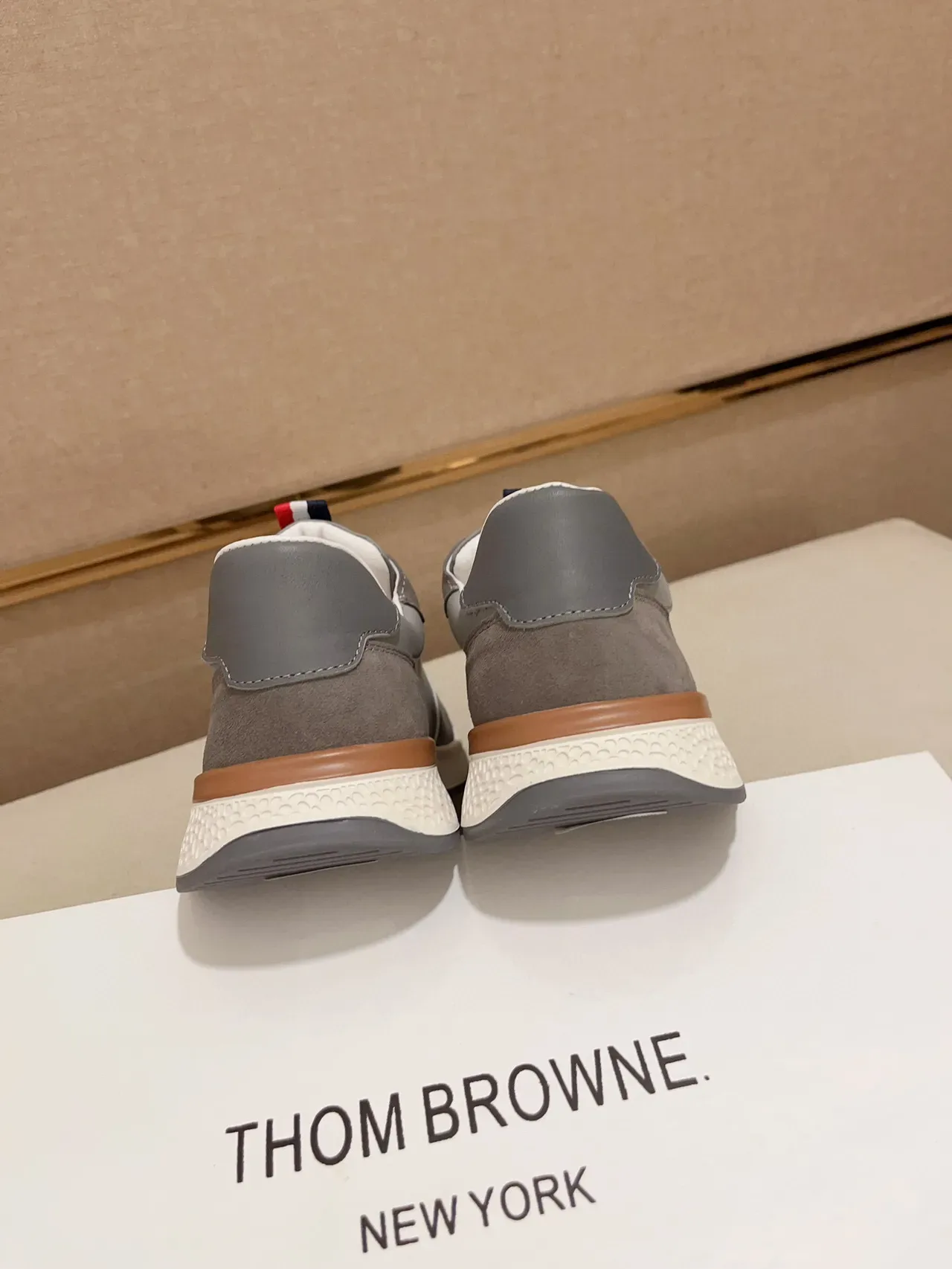 Thom Browne Gray White Mixed-Material Upper Mesh Ventilation Panel Sneakers 8