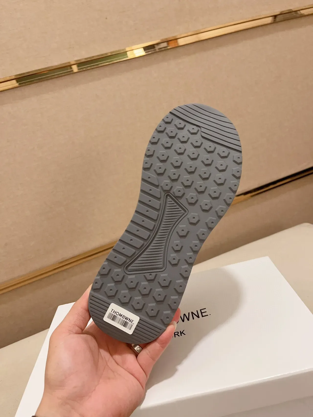 Thom Browne Gray White Mixed-Material Upper Mesh Ventilation Panel Sneakers 9