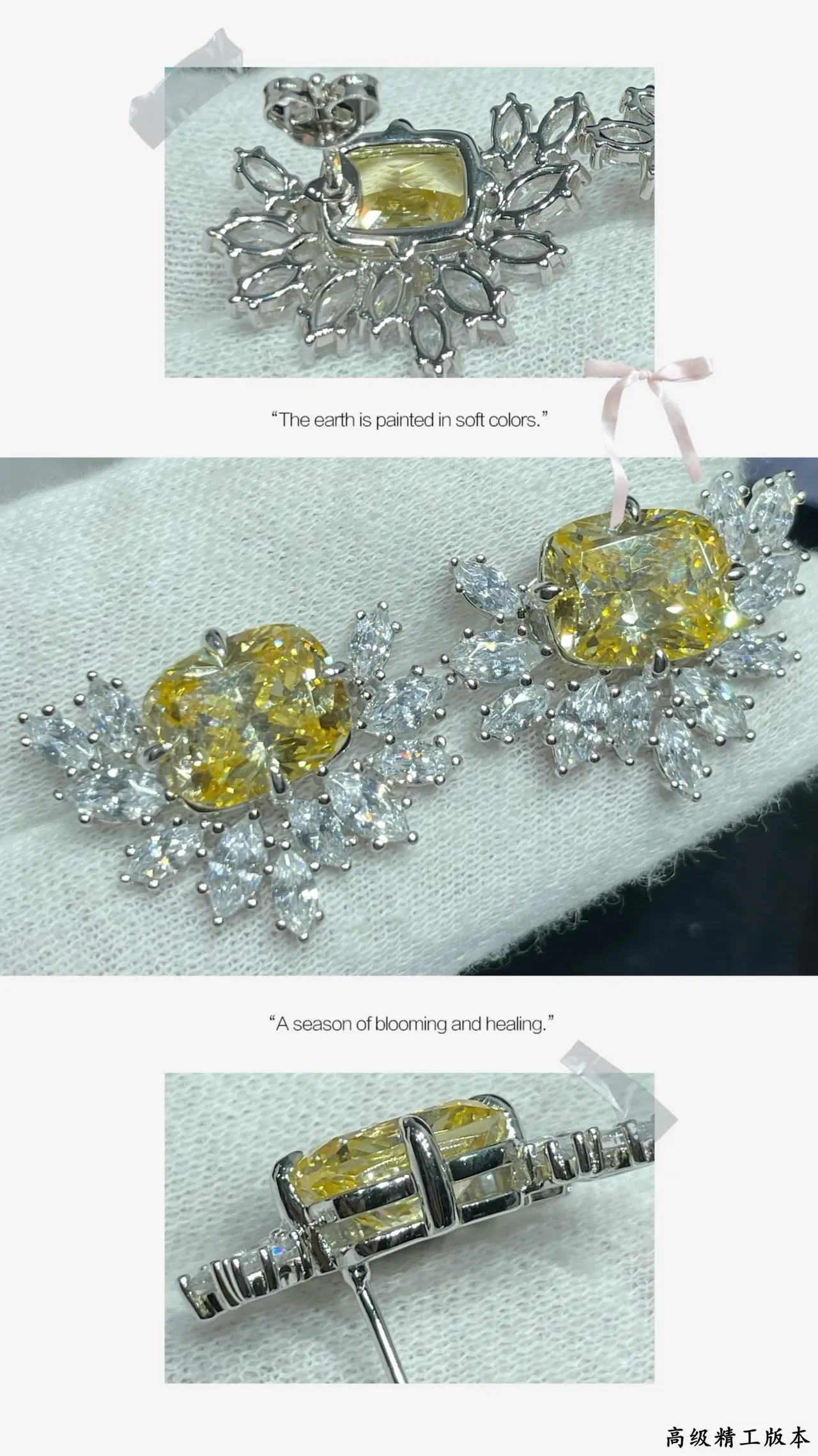Tiffany & Co. Boucles d'oreilles Halo Floral de Gemmes Jaunes et Blanches 2