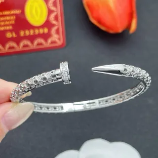 Tiffany & Co. Juste un Clou Hexagonal Pavé Silver Open Bangle Bracelet