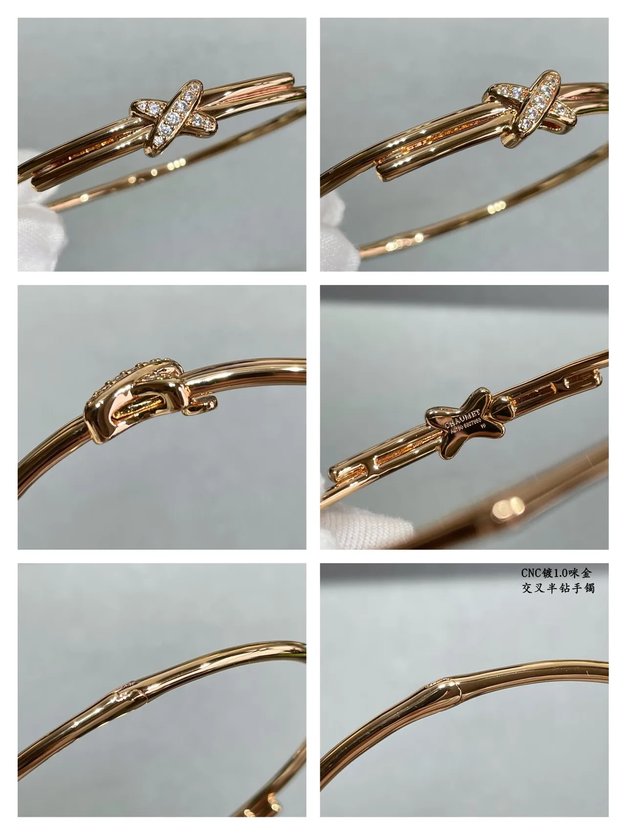 Tiffany & Co. Argent et Or Pavé Diamond-Set X-Knot Motif Bracelet 8