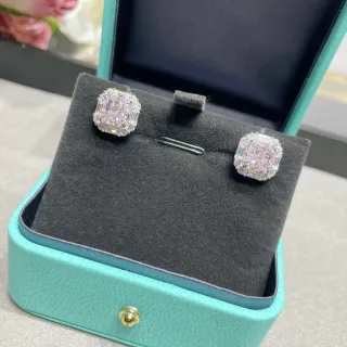 Tiffany & Co. Boucles d'Oreilles Stud Carrées Halo