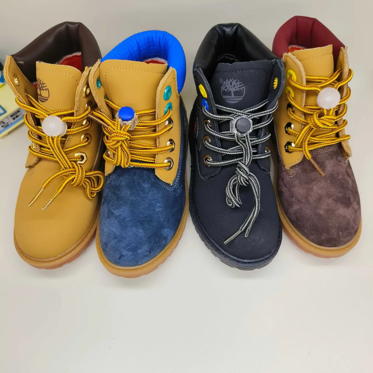 Timberland Premium 6-Inch Tan and Navy Work Boots 3