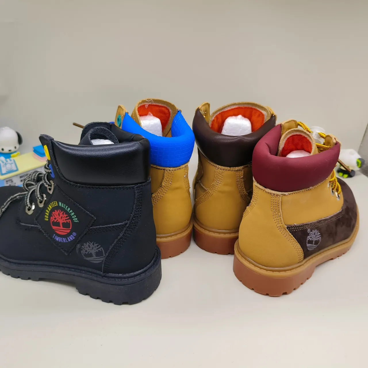 Timberland Premium 6-Inch Tan and Navy Work Boots 4