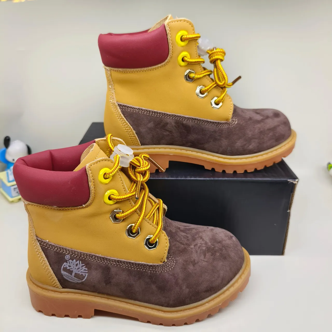 Timberland Premium 6-Inch Tan and Navy Work Boots 5