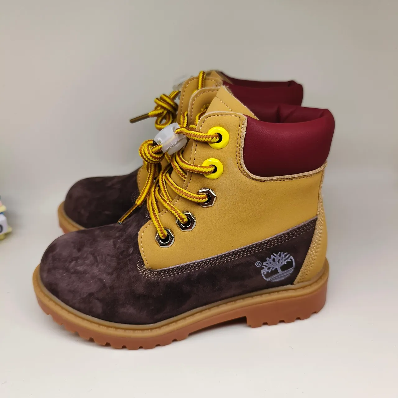 Timberland Premium 6-Inch Tan and Navy Work Boots 7
