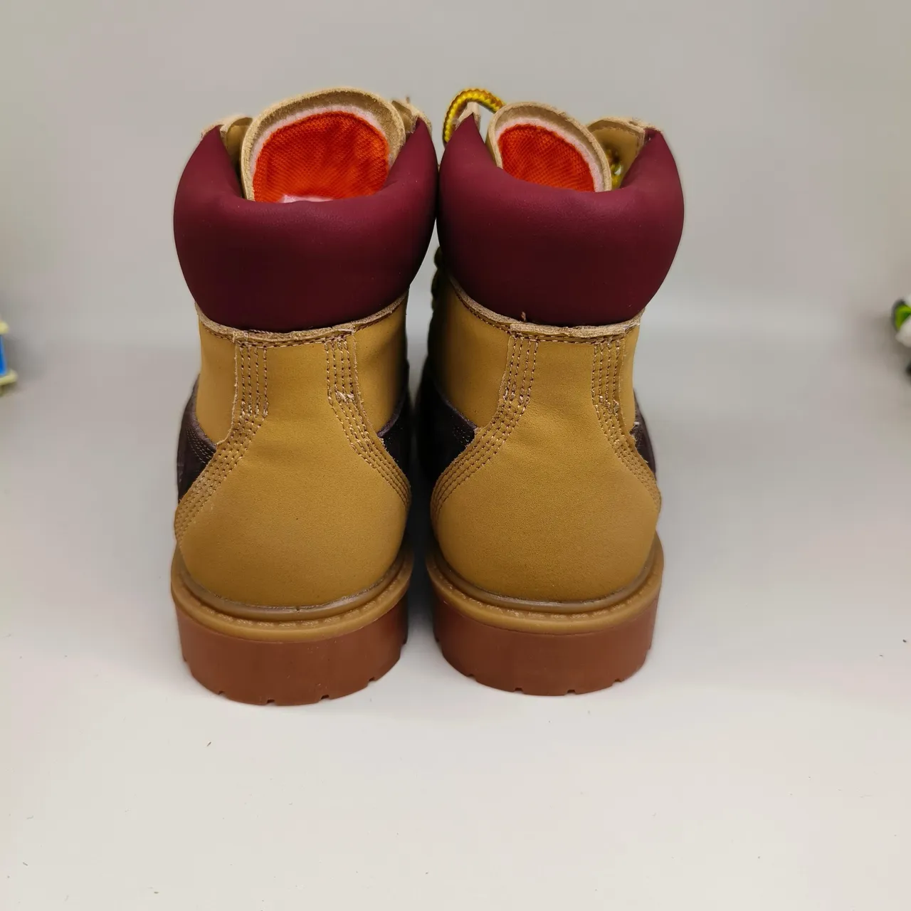 Timberland Premium 6-Inch Tan and Navy Work Boots 8