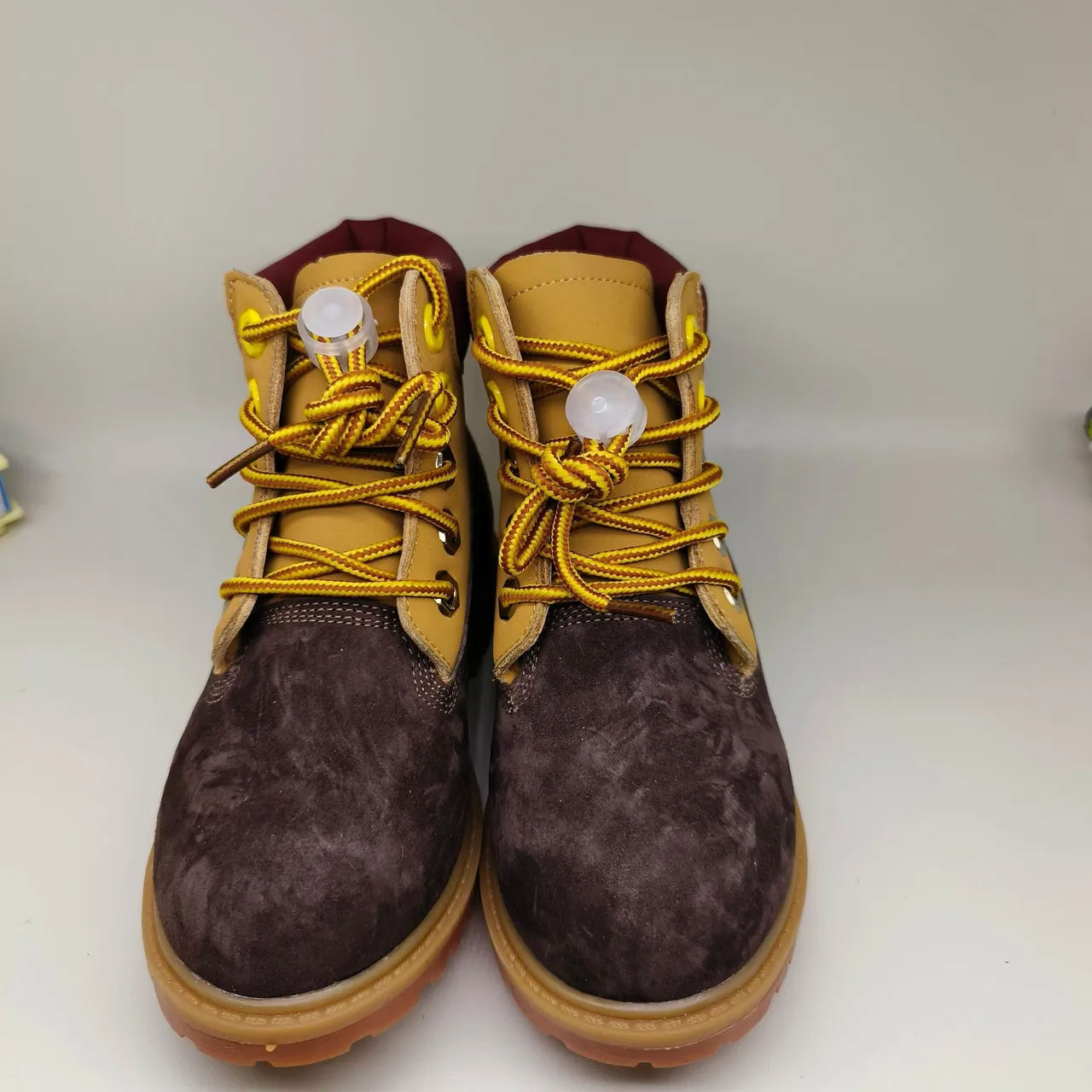 Timberland Premium 6-Inch Tan and Navy Work Boots 9