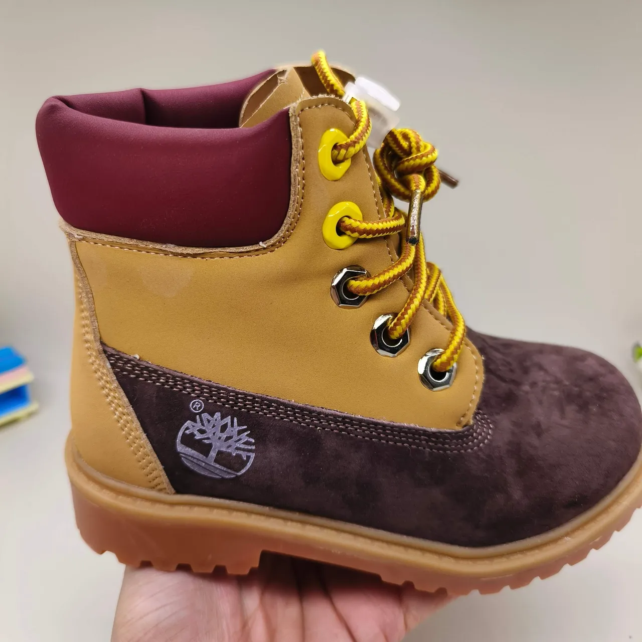 Timberland Premium 6-Inch Tan and Navy Work Boots 10