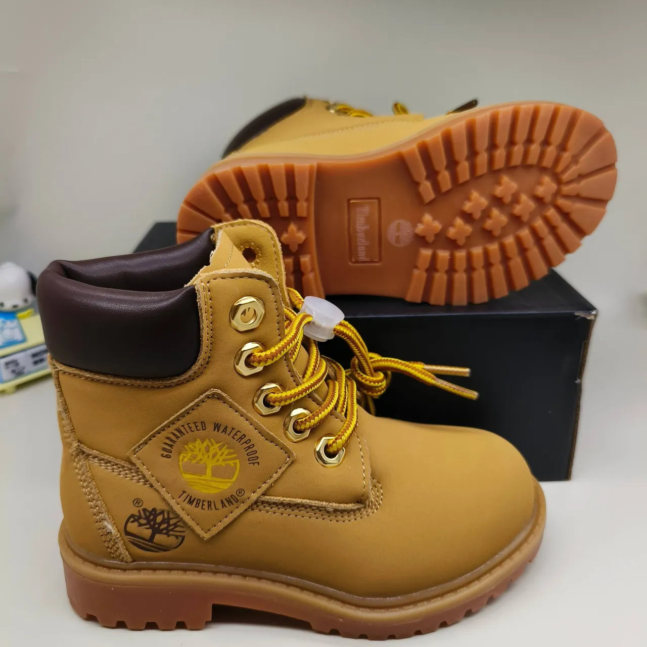 Timberland Premium 6-Inch Tan and Navy Work Boots 12