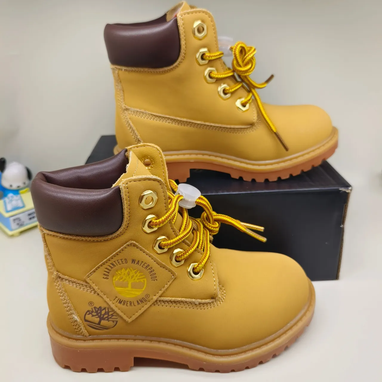 Timberland Premium 6-Inch Tan and Navy Work Boots 13