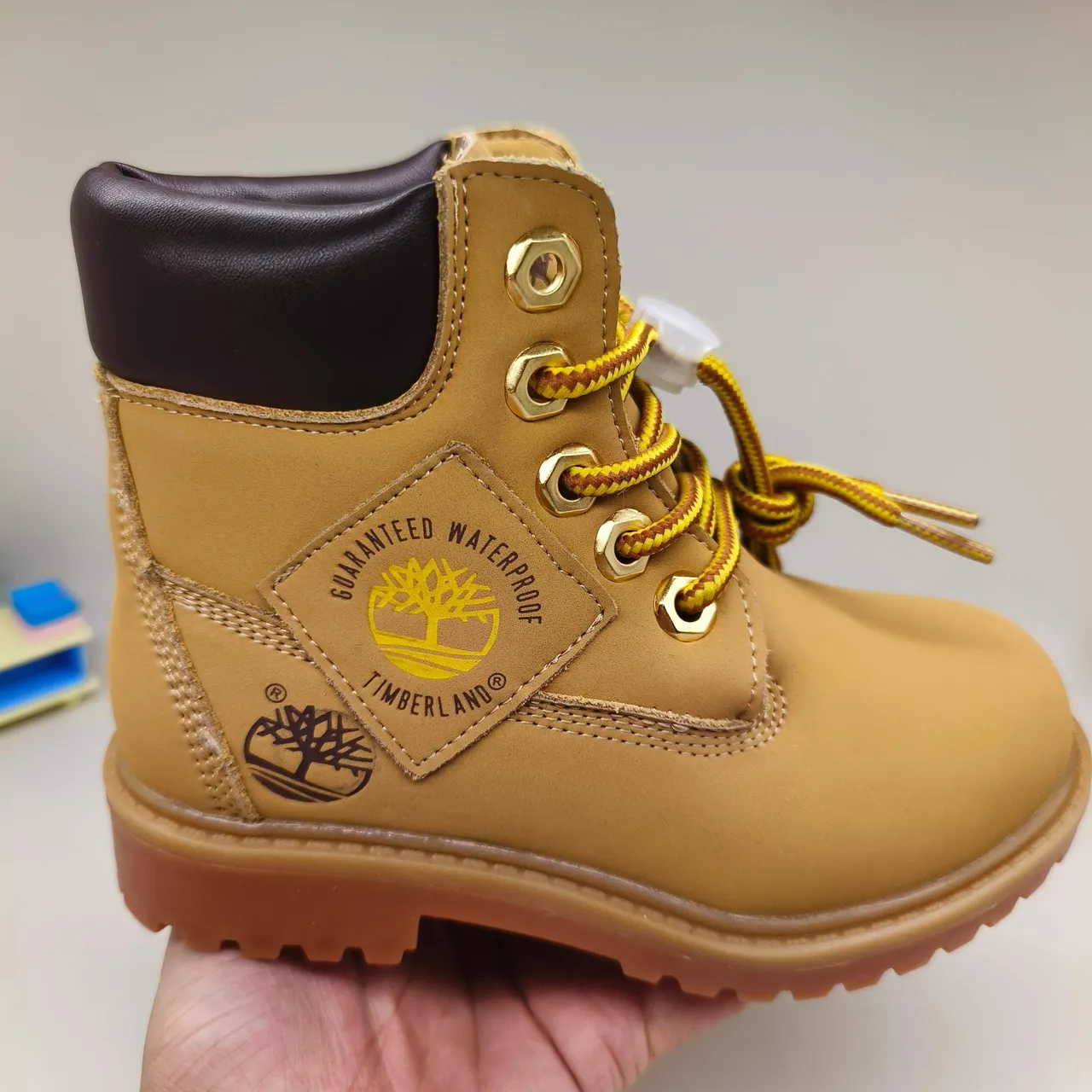 Timberland Premium 6-Inch Tan and Navy Work Boots 16