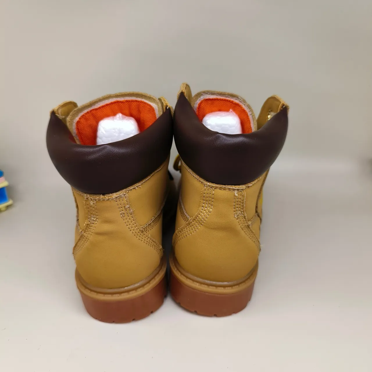 Timberland Premium 6-Inch Tan and Navy Work Boots 17