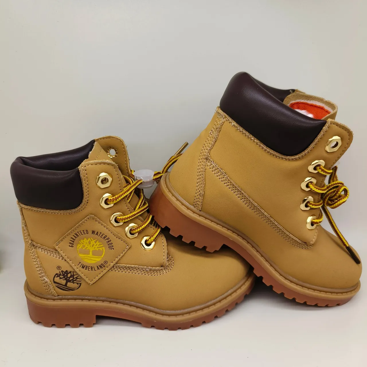 Timberland Premium 6-Inch Tan and Navy Work Boots 18