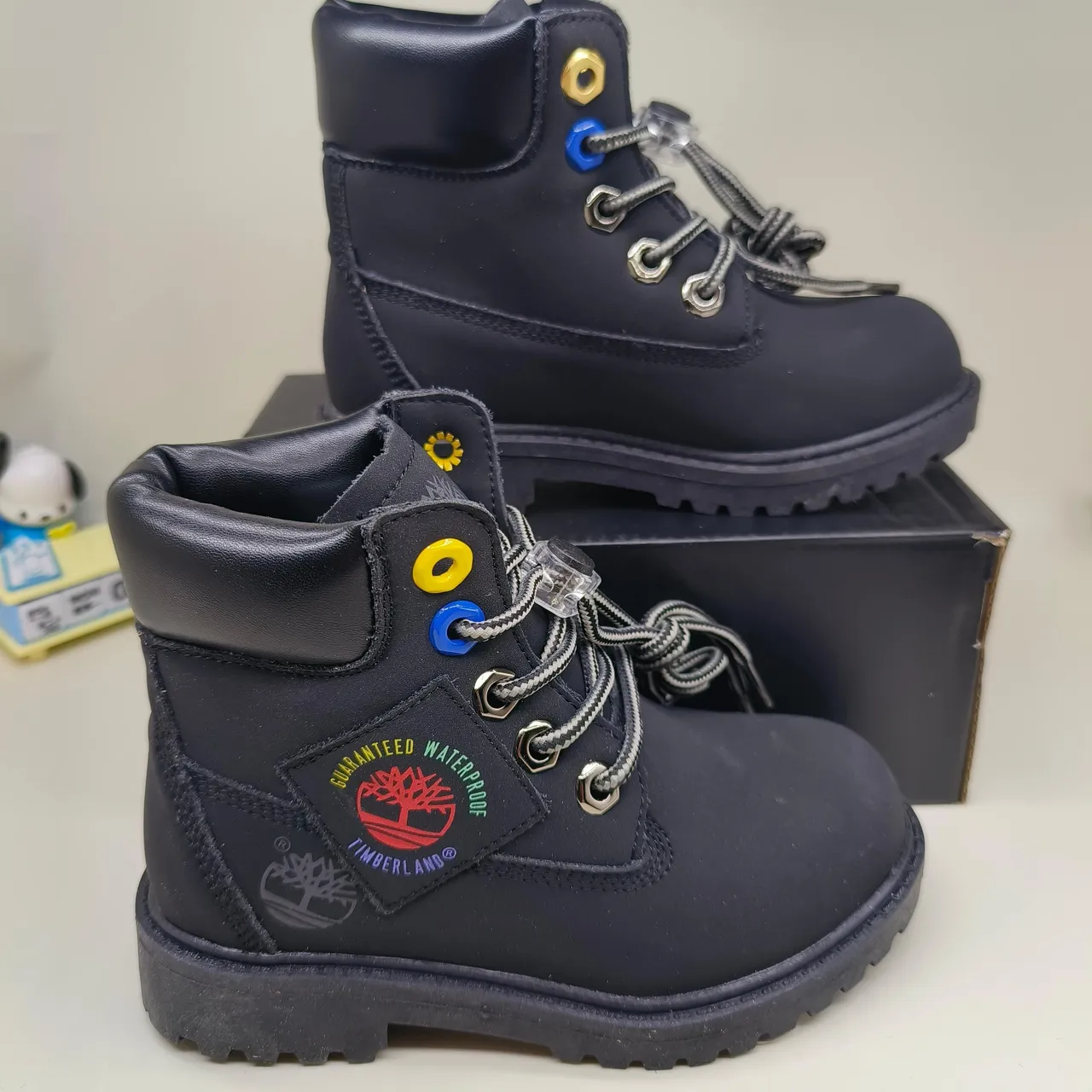 Timberland Premium 6-Inch Tan and Navy Work Boots 19