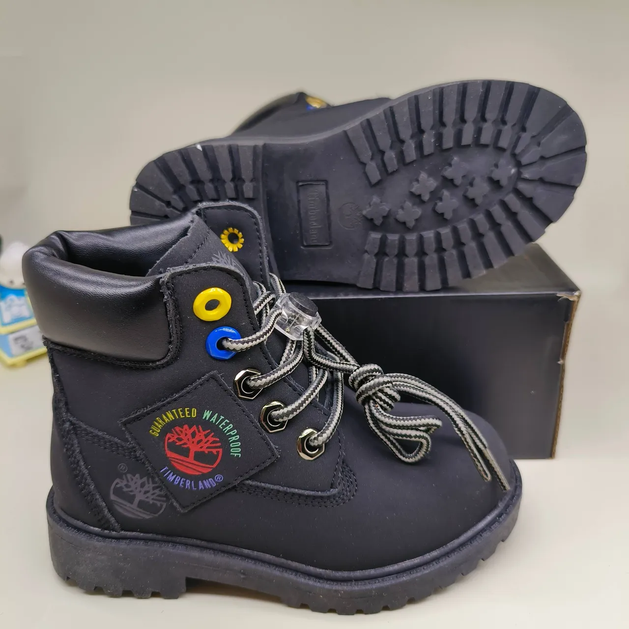 Timberland Premium 6-Inch Tan and Navy Work Boots 21