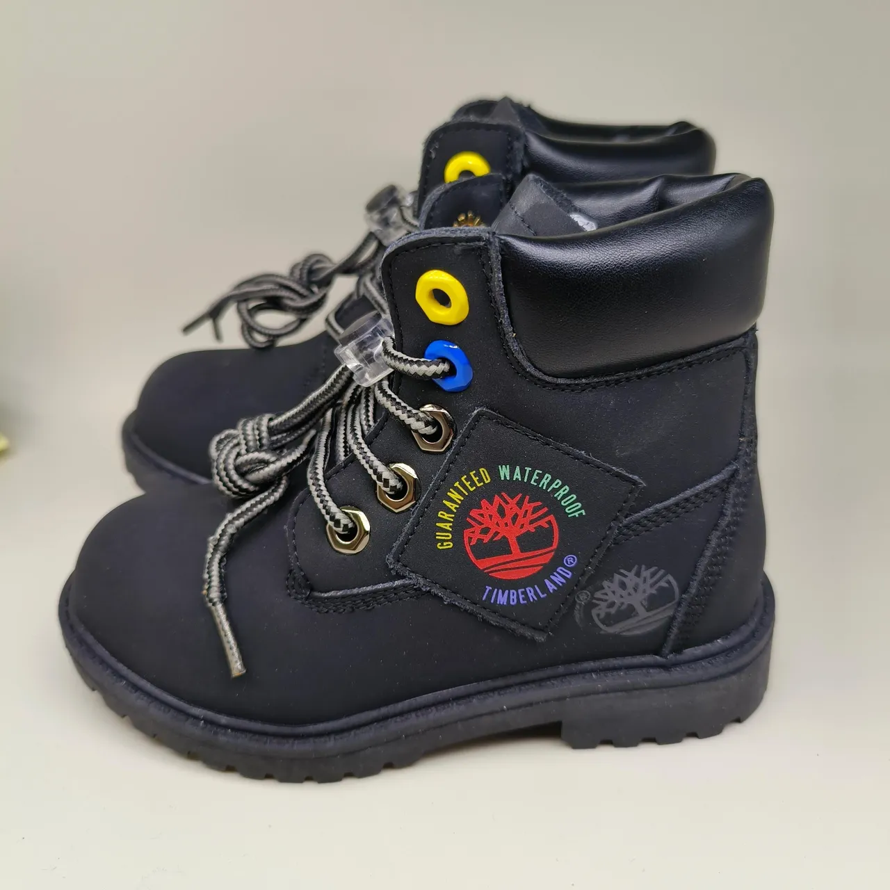 Timberland Premium 6-Inch Tan and Navy Work Boots 23