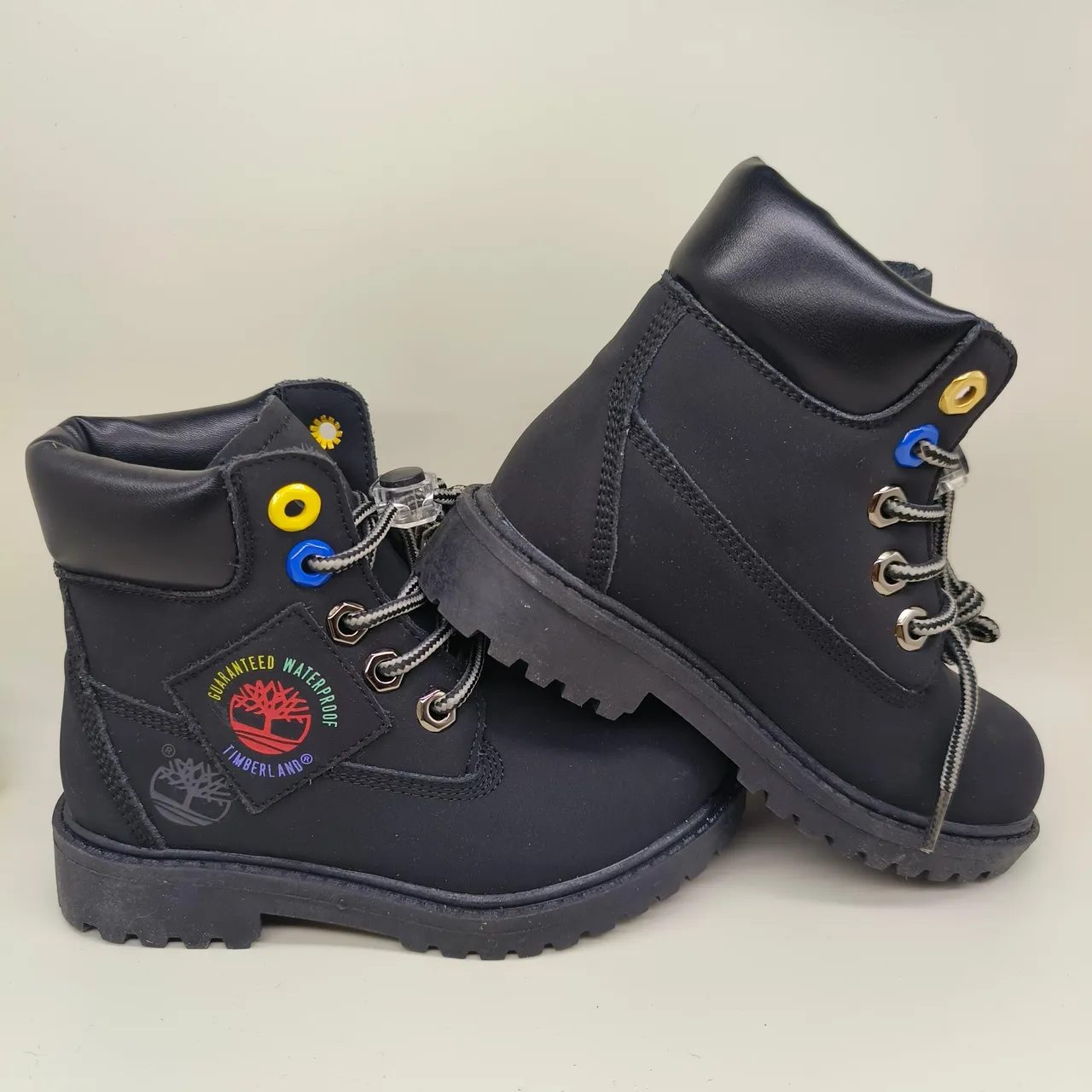 Timberland Premium 6-Inch Tan and Navy Work Boots 24