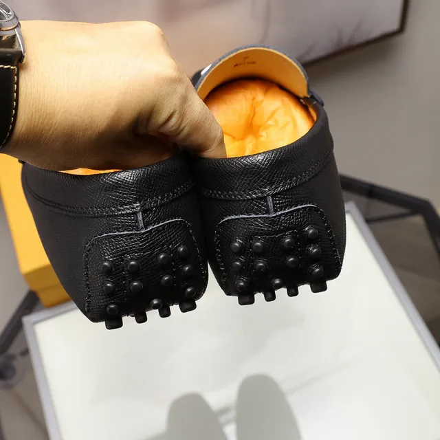 Tod's Gommino لافر أسود أبيض جلد مموج H-Bar Metal Buckle لافر 3