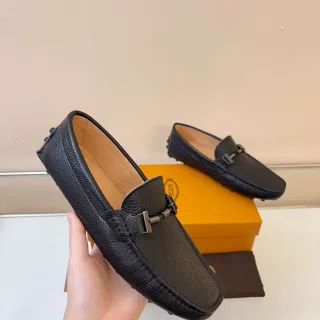 Tod's Horsebit Loafer Mocasín de Cuero Negro Granulado Slip-On
