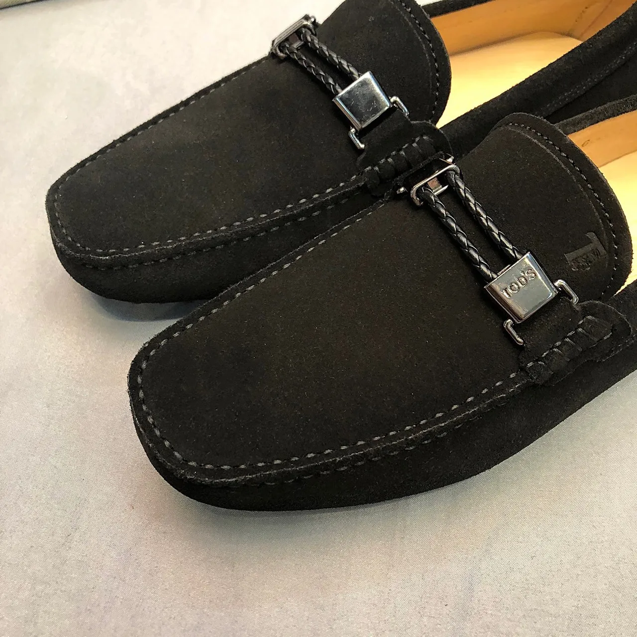 Tod's Horsebit Loafer Mocassins de camurça preto 2