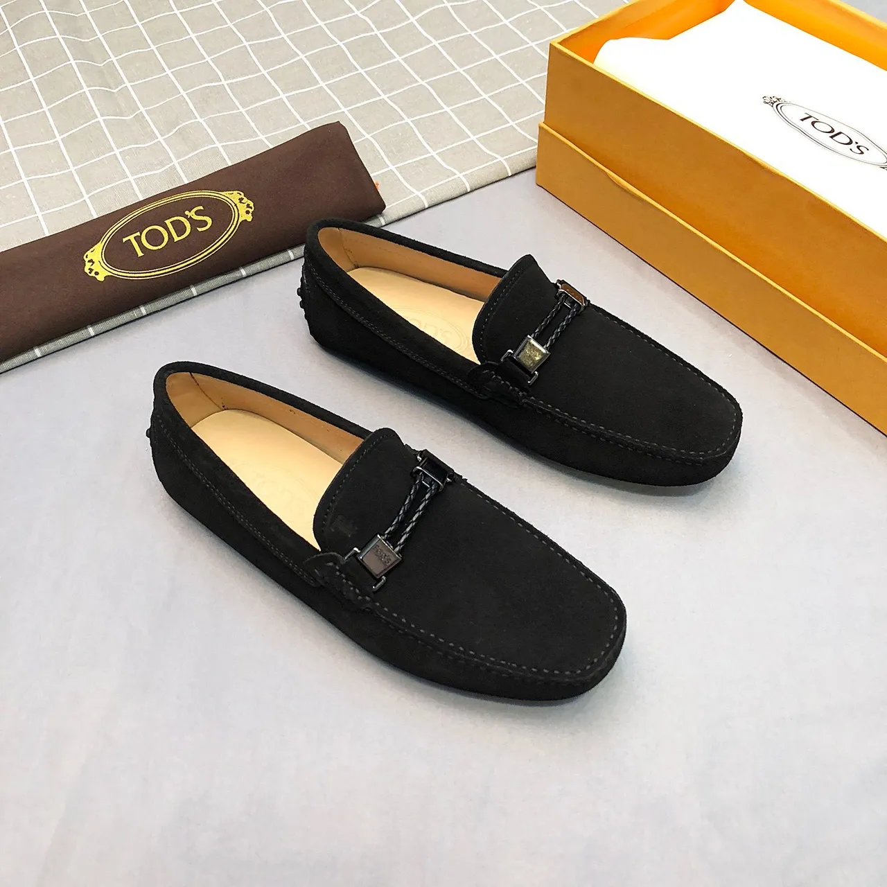 Tod's Horsebit Loafer Mocassins de camurça preto 5