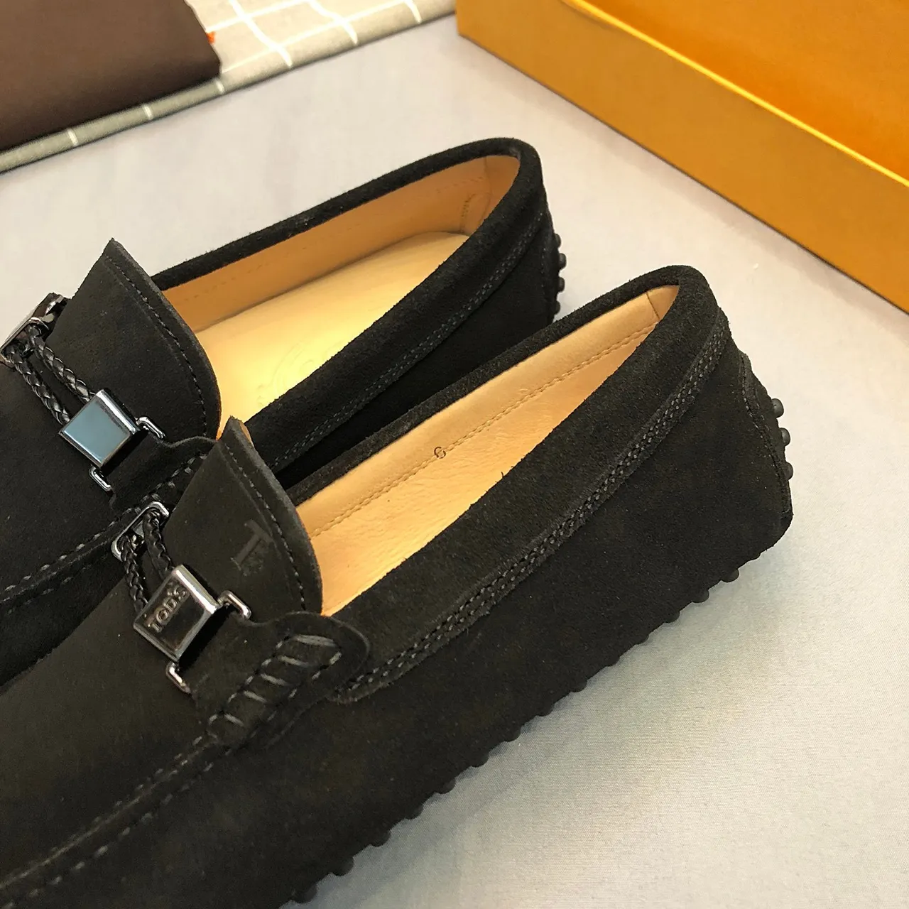 Tod's Horsebit Loafer Mocassins de camurça preto 6