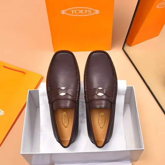 Tod's Penny Loafer Brown Leather Moc-Toe Loafers 3