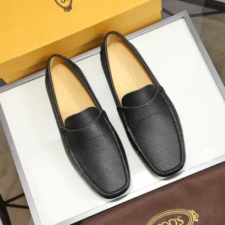 Tod's Penny Loafer Cuero Granulado Negro Mocasines Slip-On