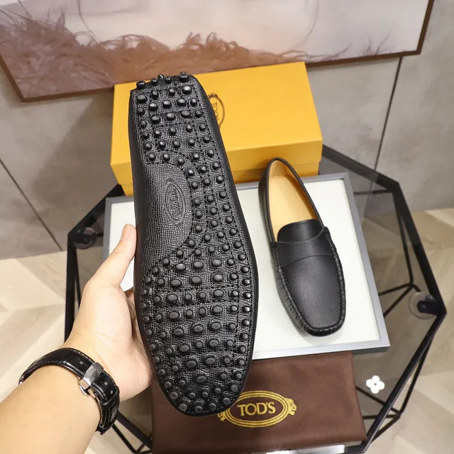 Tod's Penny Loafer Cuir Granulé Noir Mocasins Slip-On 4