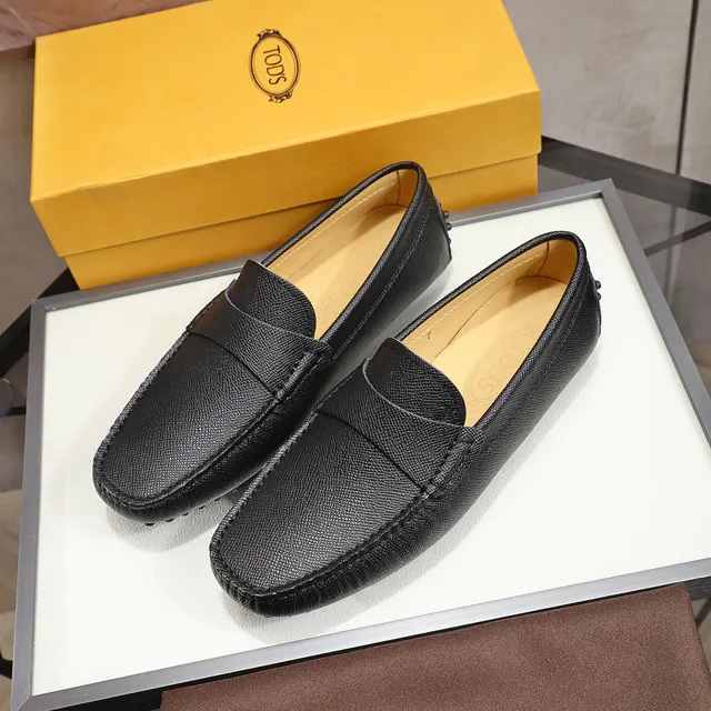 Tod's Penny Loafer Cuir Granulé Noir Mocasins Slip-On 8