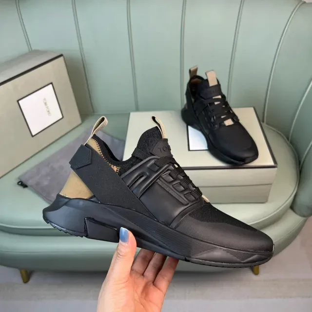 Tom Ford Black and Beige Mesh Lifestyle Sneaker 4