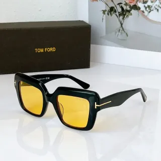 Tom Ford Oversized Square Black Acetate Yellow Lens Sunglasses
