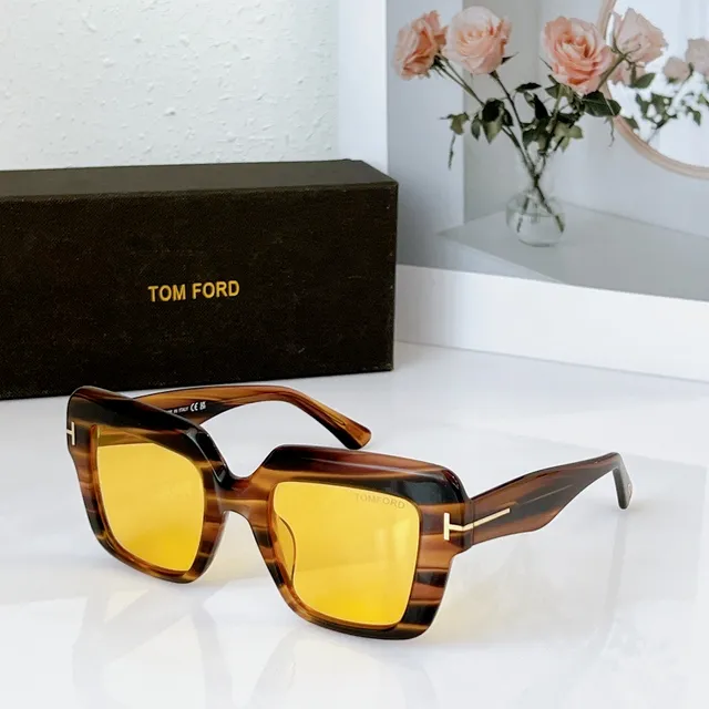 Tom Ford Oversized Square Black Acetate Yellow Lens Sunglasses 4