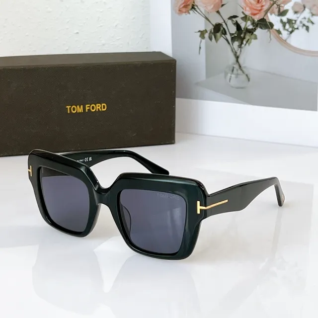 Tom Ford Oversized Square Black Acetate Yellow Lens Sunglasses 5